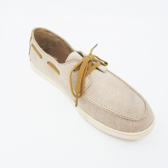 Toms Mens Culver Light Brown Burlap Lace Up Shoes - Picture 5 of 8
